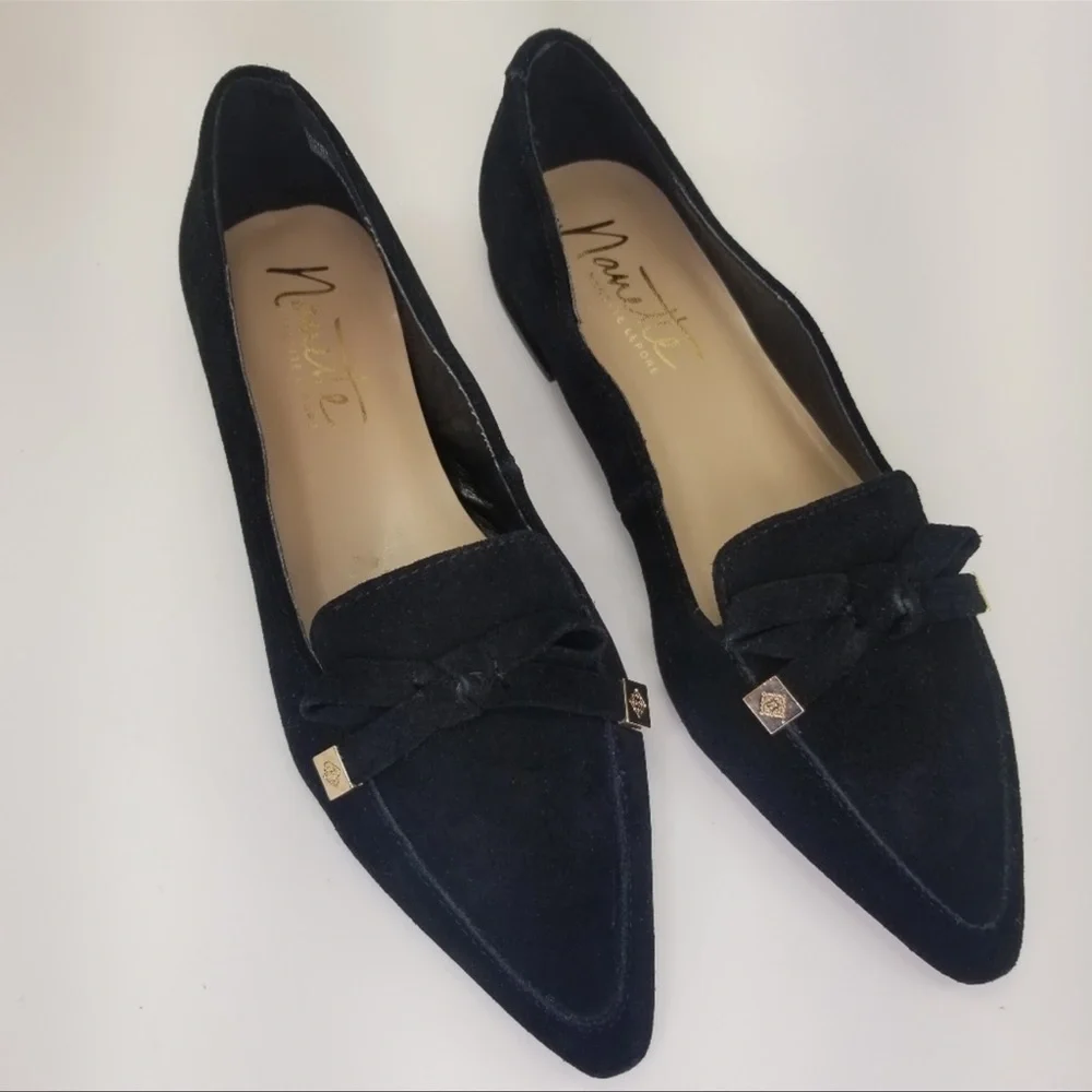 Nanette Lepore Frankie Suede Leather Pointed Toe Loafers - Picture 1 of 7